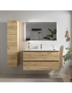 Mobile bagno Bequia 100 cm in rovere  Lavabo in porcellana
