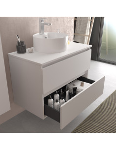 Mobiletto da bagno Bequia 70 cm bianco opaco  Lavabo da appoggio 2