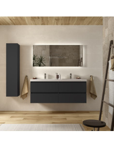 Mobile bagno Bequia, 140 cm, nero opaco  Doppio lavabo