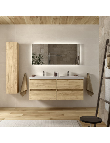 Mobile bagno Bequia 140 cm in rovere  Doppio lavabo