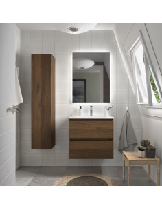 Mobile bagno Bequia 60 cm + lavabo in ceramica  Noce | 60x45x56 cm