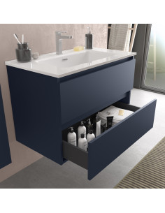 Mobile bagno Bequia 70 cm + lavabo in ceramica  Blu opaco  70x45x56 2