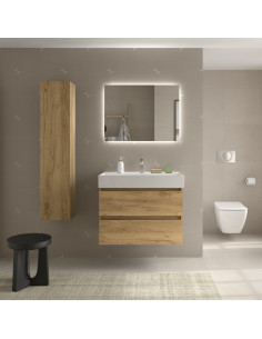 Mobile bagno Bequia 100 cm + lavabo in ceramica  Rovere  100x45x66