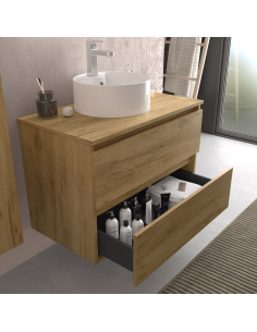 Mobile bagno Bequia 60 cm + piano d'appoggio (senza lavabo)  Colore rovere Africa 60x45x56 2