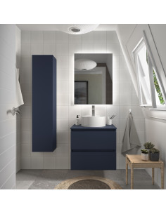 Mobiletto da bagno Bequia 60 cm + piano d'appoggio (senza lavabo)  Blu satinato  60x45x56