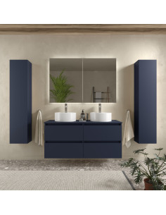 Mobile bagno Bequia 140 cm + piano d'appoggio (senza lavabo)  Blu satinato  140x45x56