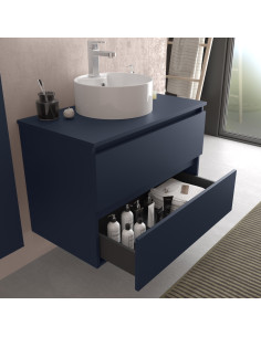 Mobile bagno Bequia 140 cm + piano d'appoggio (senza lavabo)  Blu satinato  140x45x56 2