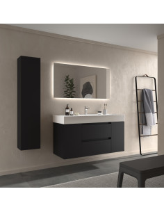 Mobile bagno Bequia 120 cm + mobile lavabo centrale con anta singola + lavabo in ceramica  Nero opaco  120x45x66 cm 2