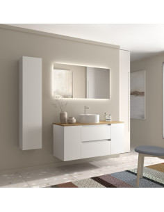 Mobile bagno Bequia 120 cm + 1 mobile lavabo con anta centrale + piano d'appoggio + lavabo Bianco opaco  120x45x56 2