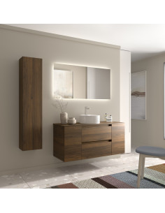 Mobile bagno Bequia 120 cm + 1 mobile lavabo con anta centrale + piano d'appoggio + lavabo Posar  Noce  120x45x56 2