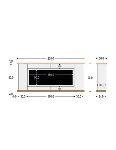Mobile in legno grigio con vano per camino elettrico SINED Desio 150 2
