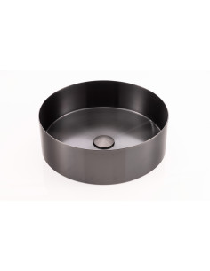 LAVABO DA APPOGGIO INOX Ø 40X11 BLACK METAL BRUSHED PVD